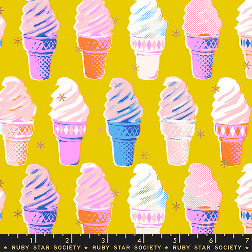 Best Day Ever | Ruby Star Society | Ice Cream - Metallic Golden Hour | Moda Fabrics 