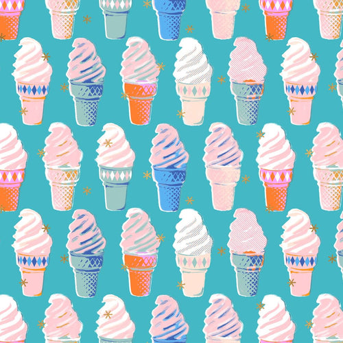 Best Day Ever | Ruby Star Society | Ice Cream - Metallic Dark Turquoise | Moda Fabrics