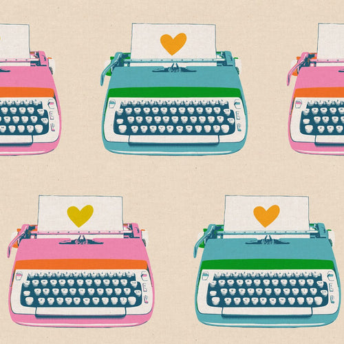 Best Day Ever | Ruby Star Society | Typewriters Canvas - Natural | Moda Fabrics