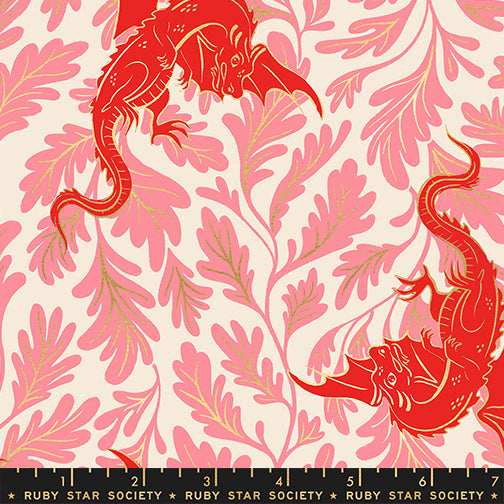 Fire Glow | Ruby Star Society | Dragon Lair - Metallic Dark Ruby | Sarah Watts | Dragon Fabric