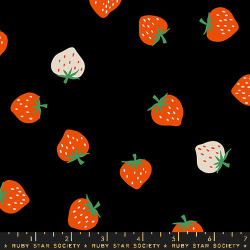 Strawberry | Ruby Star Society | Strawberry Toss - Black | Kimberly Kight | Moda Fabrics