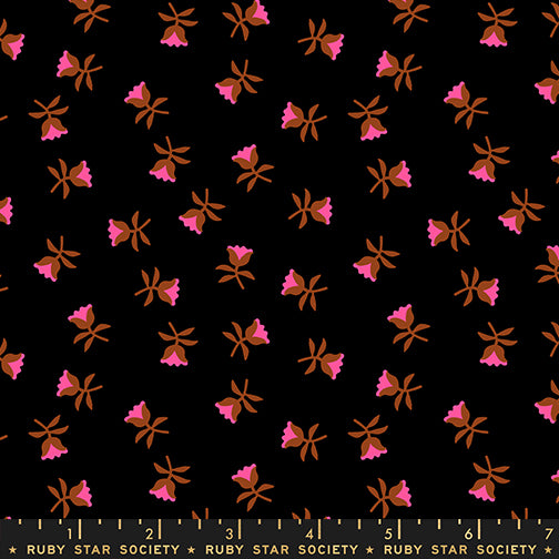 Mystic Fable | Ruby Star Society | Sweetflower - Soft Black | Alexia Marcelle Abegg | Moda Fabrics