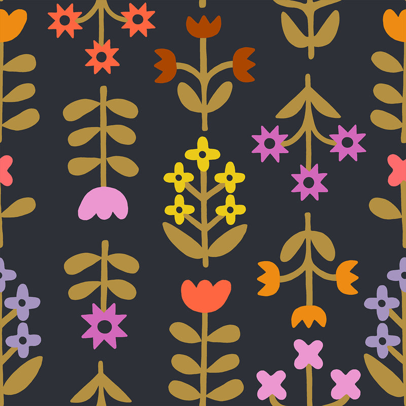 Favorite Flowers |  Ruby Star Society | Meadow Canvas - Soft Black | Moda Fabrics