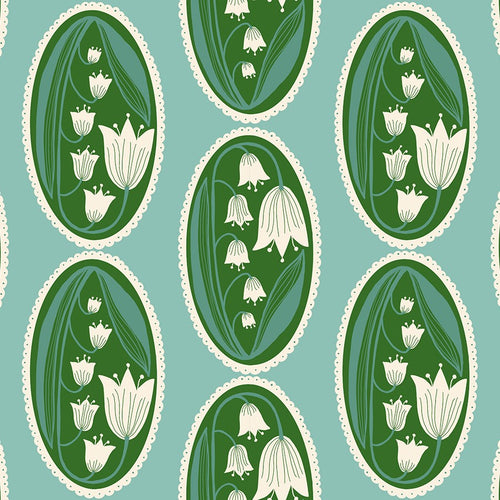 Endpaper | Ruby Star Society | Lily of the Valley Cameo - Water | Jen Hewett | Moda Fabrics