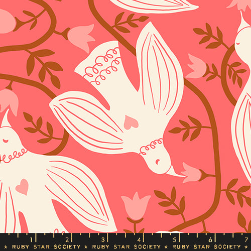 Endpaper |  Ruby Star Society | Hummingbirds - Strawberry | Jen Hewett | Moda Fabrics