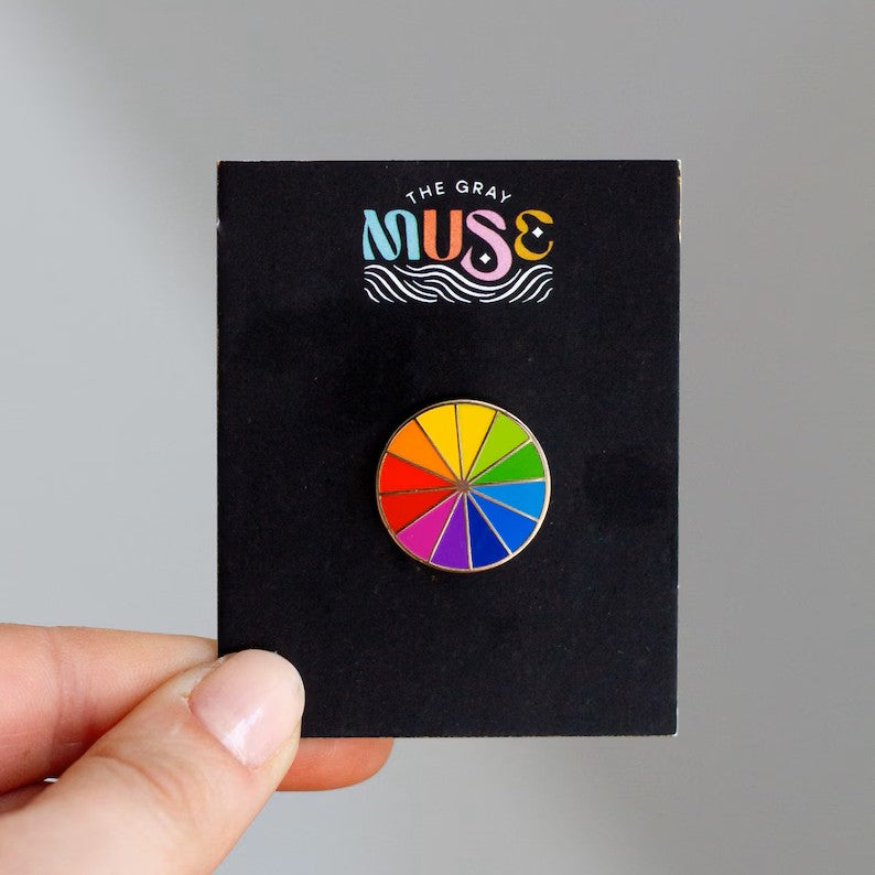 Rainbow Color Wheel Enamel Pin - Mini | The Gray Muse