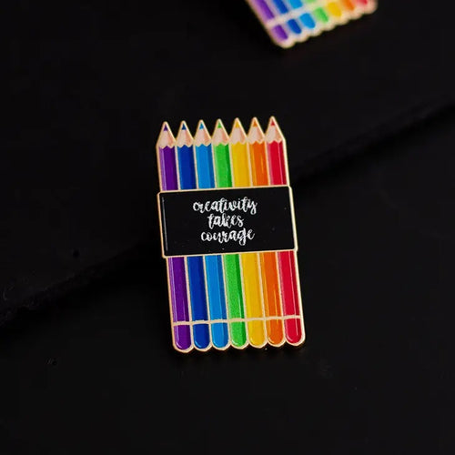 Rainbow Colored Pencils Enamel Pin | The Gray Muse