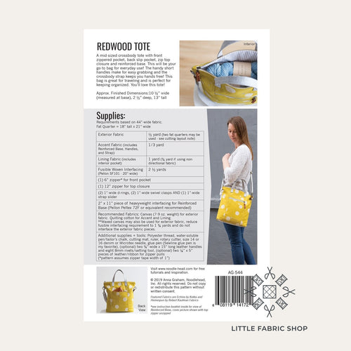 Redwood Tote Pattern | Noodlehead | Anna Graham | Tote Bag Sewing Pattern
