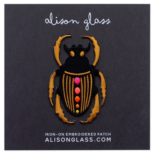 Scarab Ebony Embroidered Patch | Alison Glass