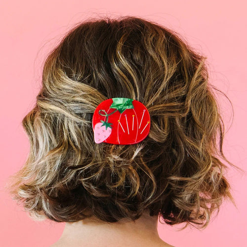 Sewing Tomato Pincushion | French Barrette | Hair Clip | Sarah Hearts