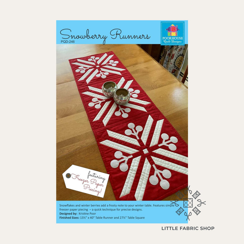 Snowberry Runners | Table Runner Pattern | Poorhouse Quilt Designs | Christmas Holiday Winter Home Decor