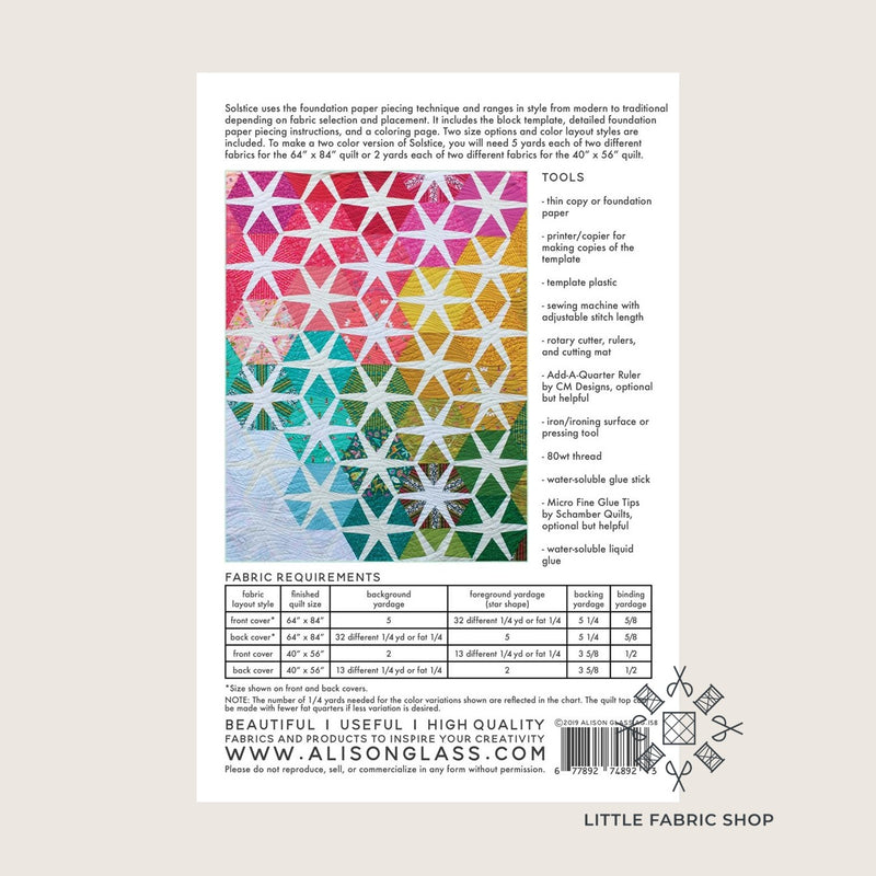 Solstice | Quilt Pattern | Alison Glass and Nydia Kehnle | Foundation Paper Piecing Quilt