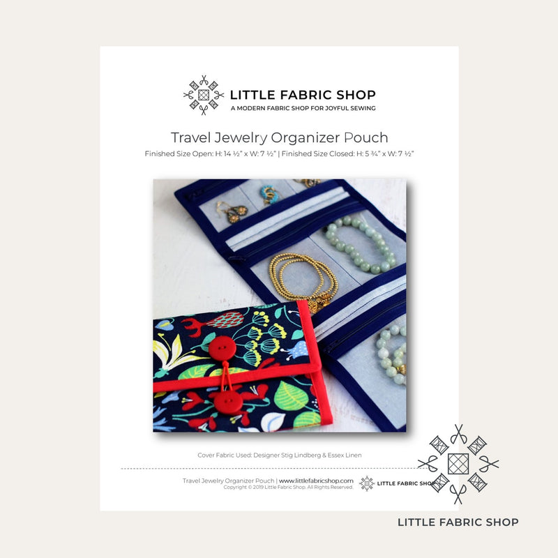 Travel Jewelry Organizer Bag Pattern | Little Fabric Shop