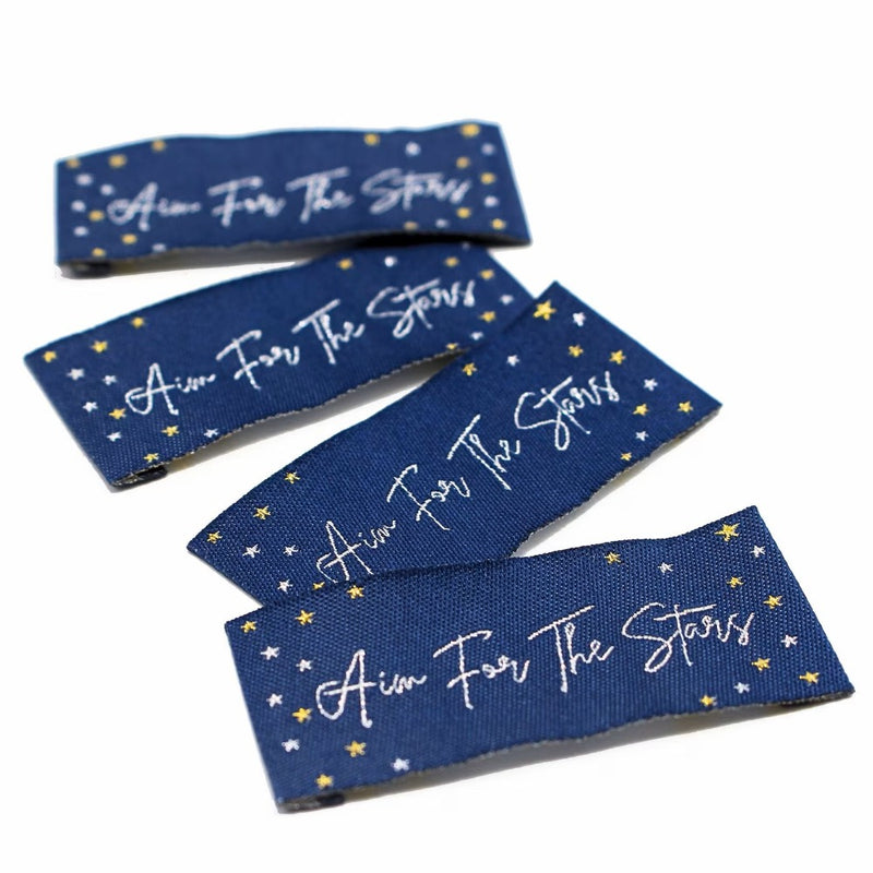 Aim for the Stars Metallic | Fabric Labels | SA Labels | Sew In Labels