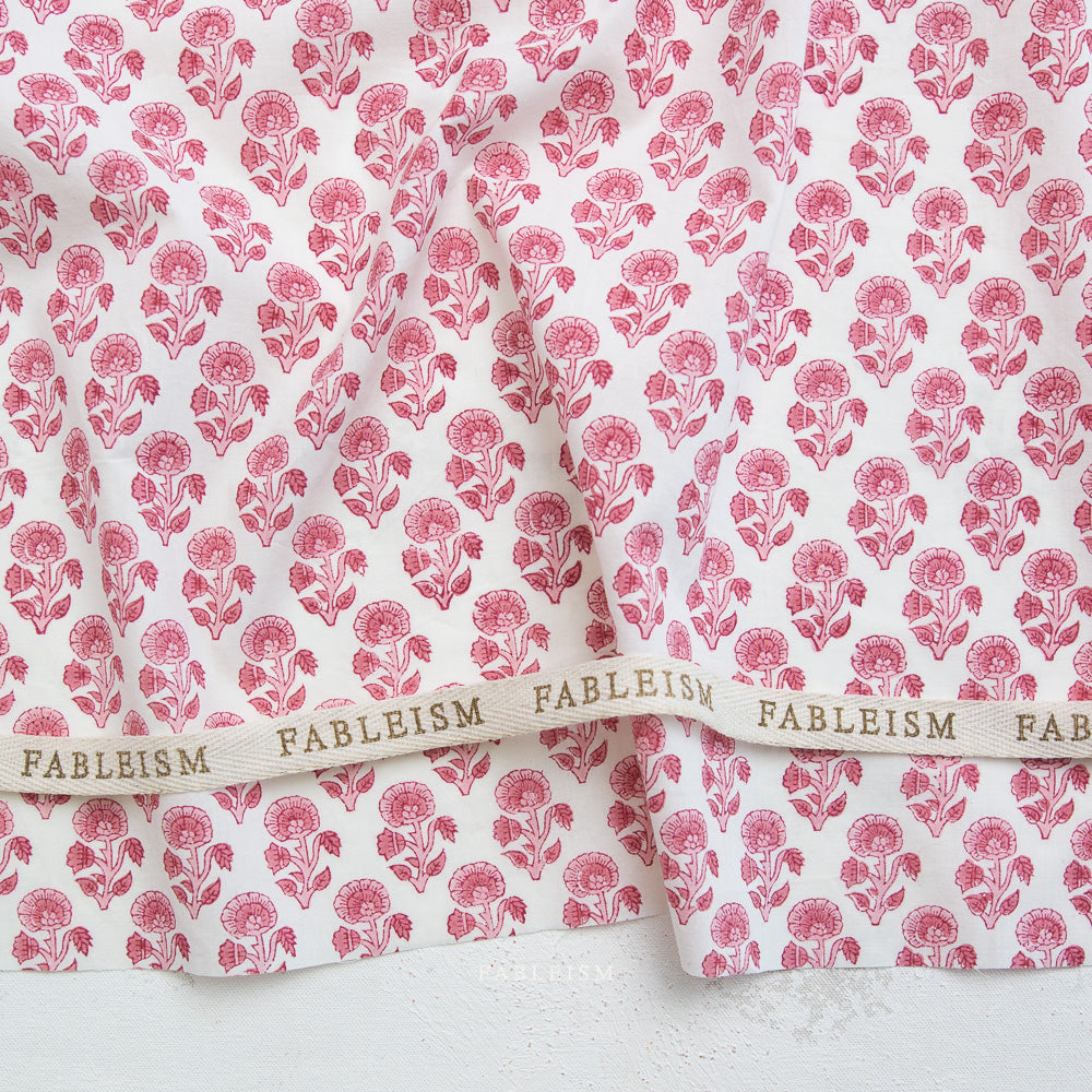 Stamp Floral in Pink | Indian Block Prints | Fableism