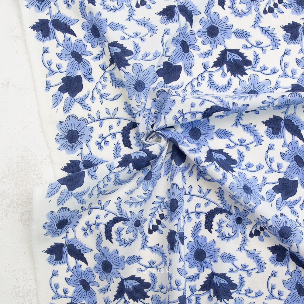 Country Floral in Blue | Indian Block Prints | Fableism