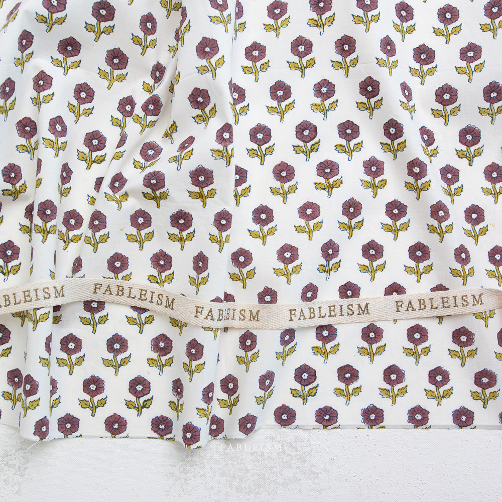 Flowerling in Eggplant | Indian Block Prints | Fableism