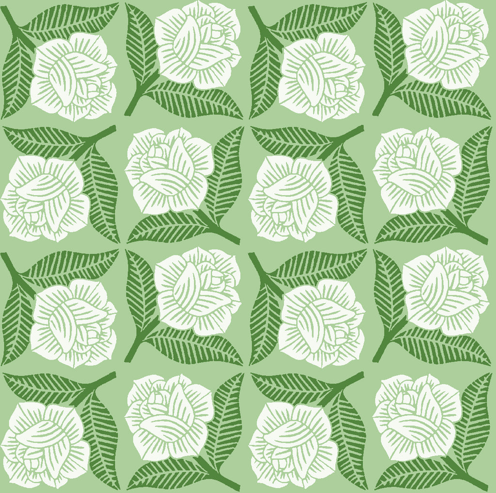 Sweet Floral Scent | Sweet Rose - Green | Canvas Fabric | Loes van Oosten | Cotton + Steel Fabrics