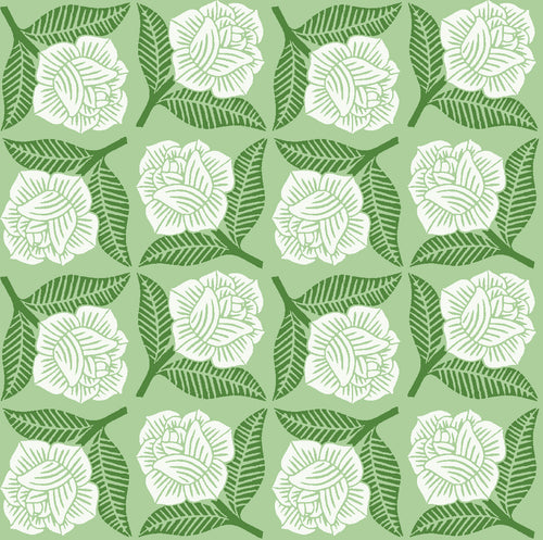 Sweet Floral Scent | Sweet Rose - Green | Canvas Fabric | Loes van Oosten | Cotton + Steel Fabrics