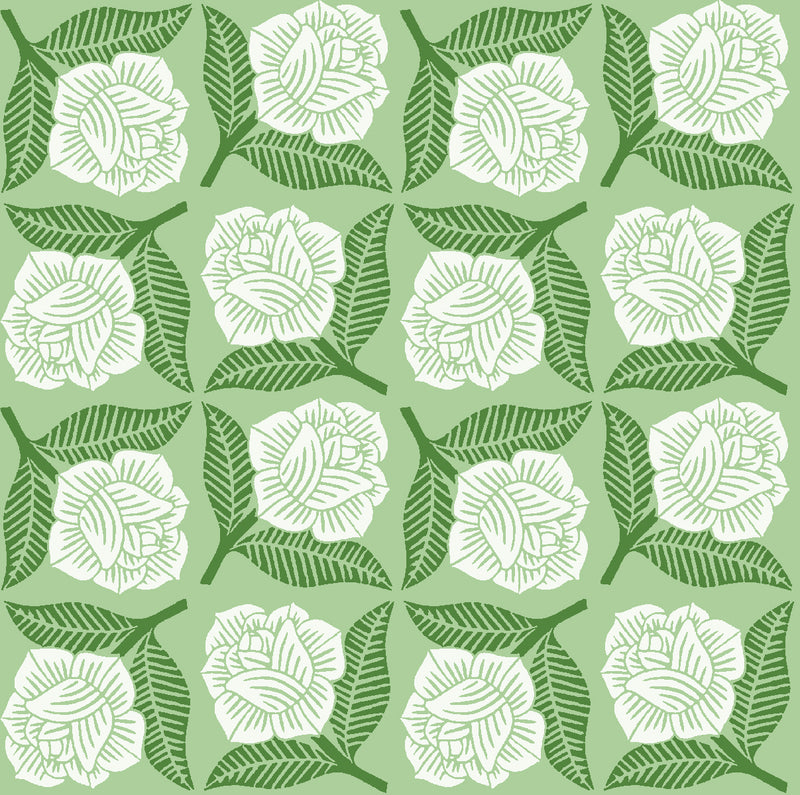 Sweet Floral Scent | Sweet Rose - Green | Canvas Fabric | Loes van Oosten | Cotton + Steel Fabrics
