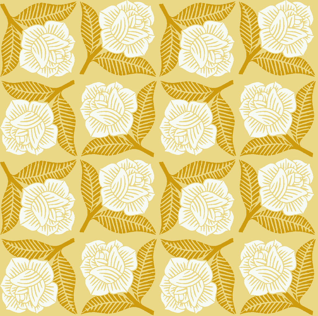 Sweet Floral Scent | Sweet Rose - Yellow | Canvas Fabric | Loes van Oosten | Cotton + Steel Fabrics