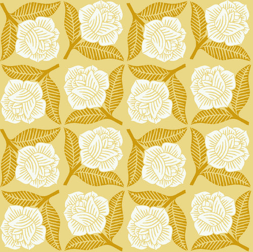 Sweet Floral Scent | Sweet Rose - Yellow | Canvas Fabric | Loes van Oosten | Cotton + Steel Fabrics