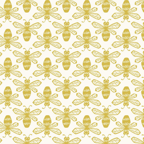 Sweet Floral Scent | Bee - Yellow | Loes van Oosten | Cotton + Steel Fabrics