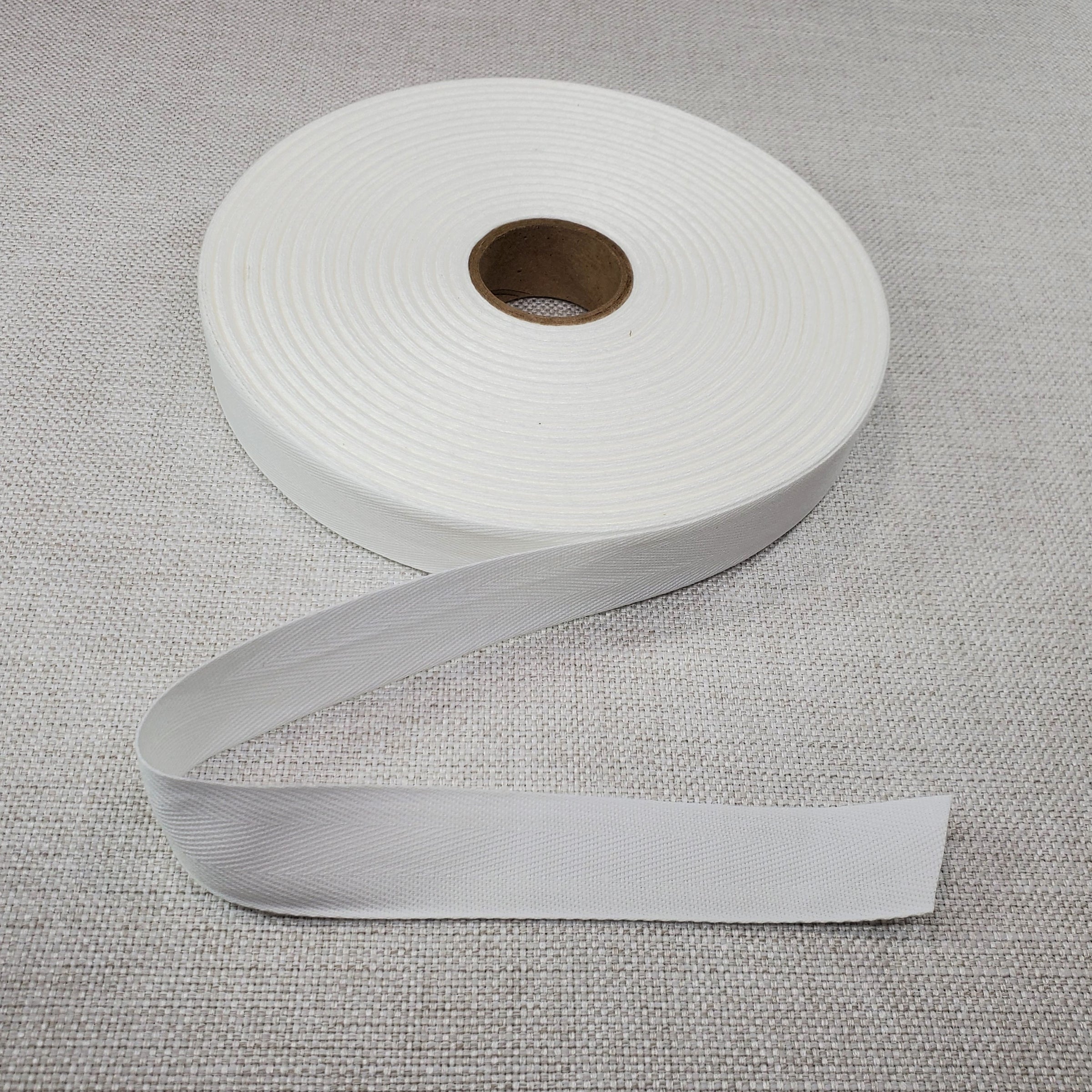 Twill tape cotton washed 25 mm white