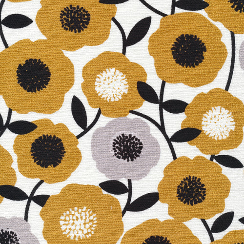 Blooms Olive | Modern Retro | Organic Cotton Barkcloth | Cloud 9 Fabrics | Tina Vey
