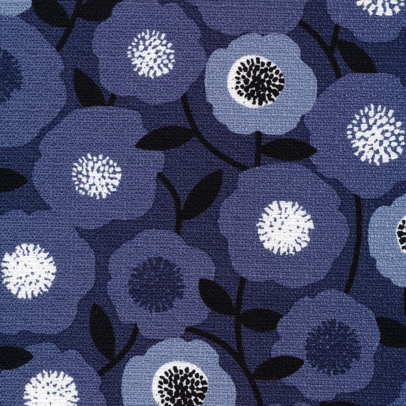 Blooms Blue | Modern Retro | Organic Cotton Barkcloth | Cloud 9 Fabrics | Tina Vey