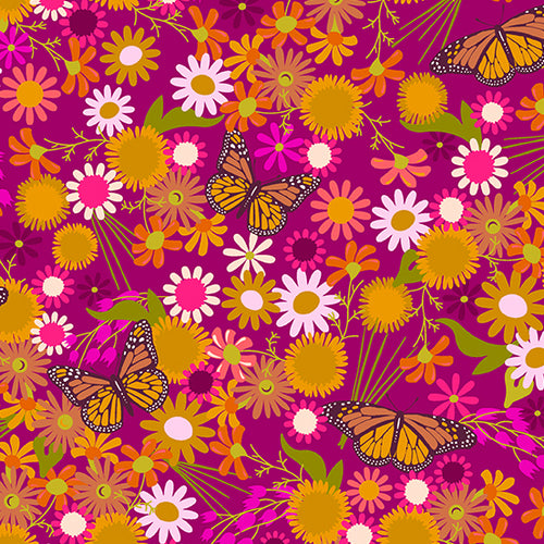 Wildflowers | Alison Glass | Monarch - Berry | Andover Fabrics