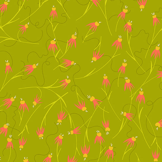 Wildflowers | Alison Glass | Coneflower - Chartreuse | Andover Fabrics