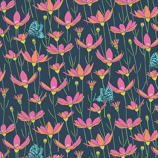 Flora & Fauna | Patty Sloniger | Meadow - Navy | Andover Fabrics