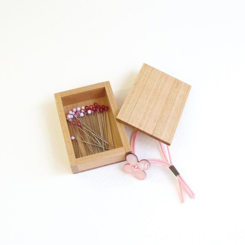 Cohana Glass Sewing Pins in Cherry Wood Box
