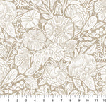 In the Dawn | Cotton Linen Canvas | Large Flowers - White | Elise Young | FIGO Fabrics