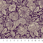 In the Dawn | Cotton Linen Canvas | Large Flowers - Purple | Elise Young | FIGO Fabrics