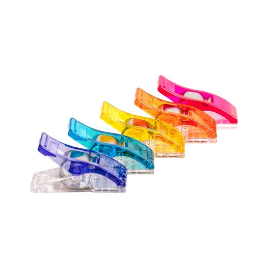 Clover Wonder Clips Assorted Colors 10 pieces | Sewing Notion | Rainbow Binding Clips