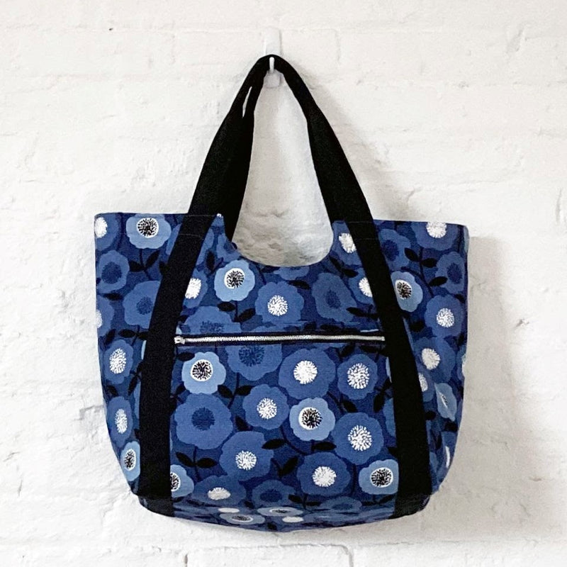 Blooms Blue | Modern Retro | Organic Cotton Barkcloth | Cloud 9 Fabrics | Tina Vey