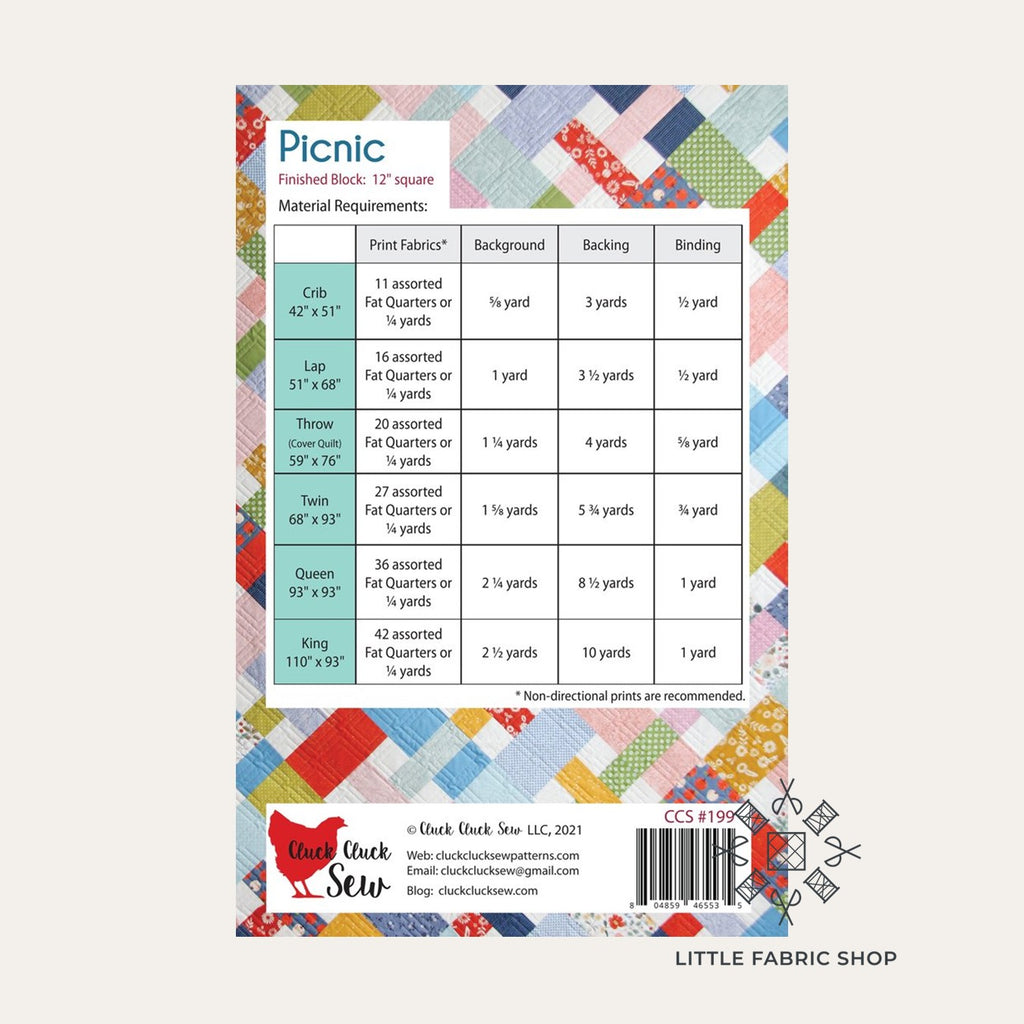 Picnic | Quilt Pattern | Cluck Cluck Sew