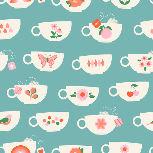 Camellia | Teacups - Turquoise | Ruby Star Society | Melody Miller