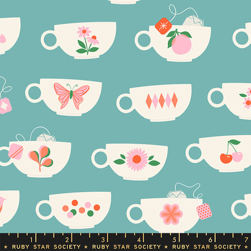 Camellia | Teacups - Turquoise | Ruby Star Society | Melody Miller