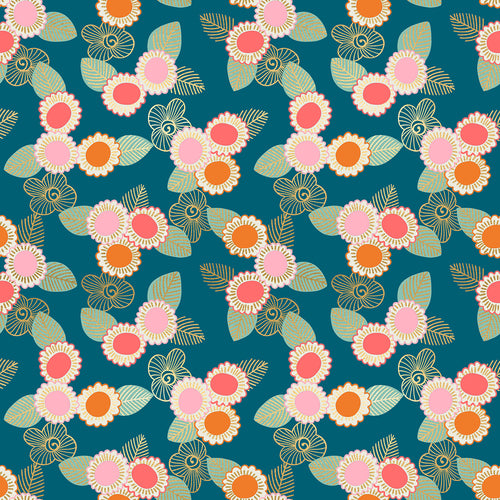 Purl | Embroidered Floral - Teal | Ruby Star Society
