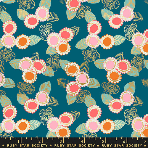Purl | Embroidered Floral - Teal | Ruby Star Society