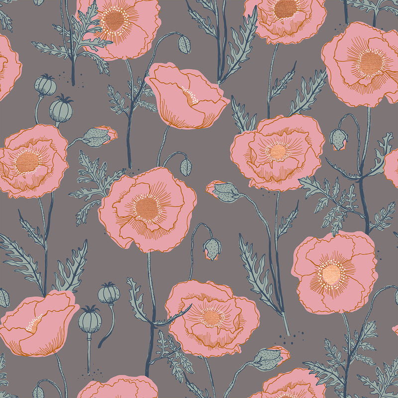Unruly Nature | Icelandic Poppies Metallic - Cloud | Ruby Star Society