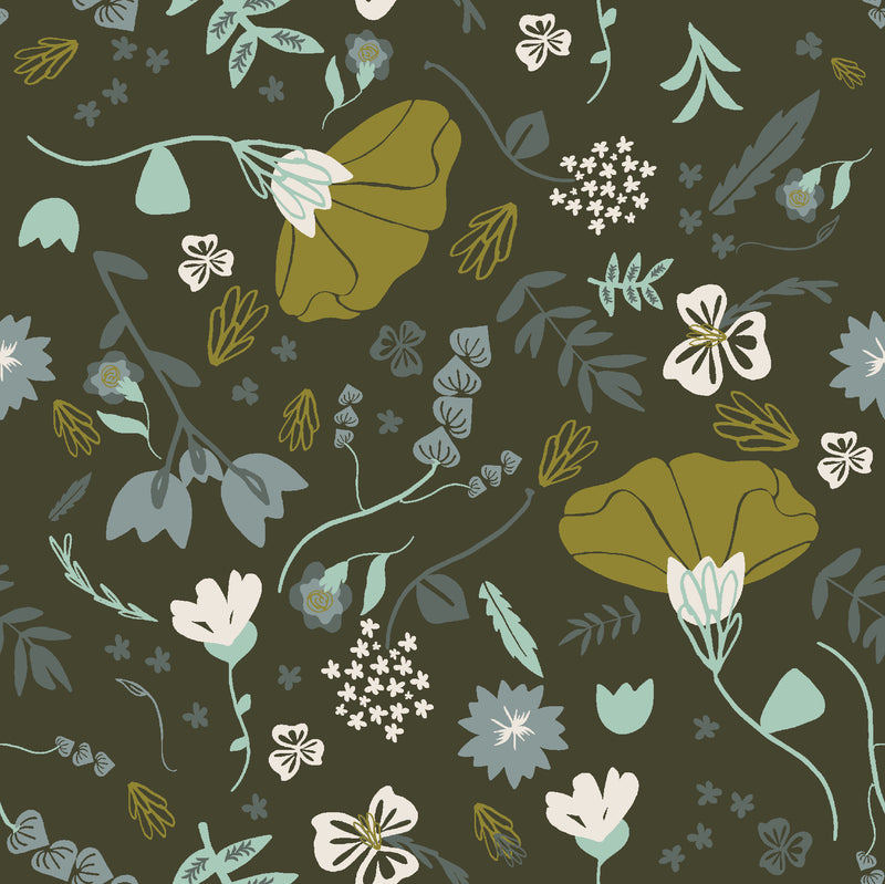 Canyon Springs | Canyon Poppy - Rainy Afternoon | Cotton + Steel Fabric