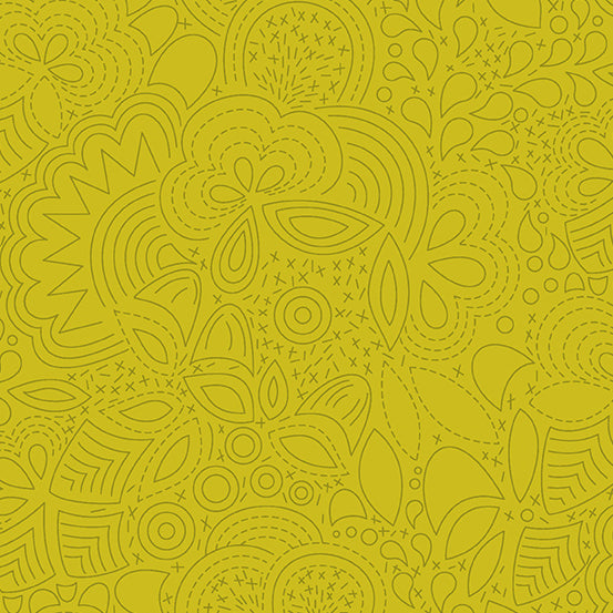 Sun Print 2020 | Alison Glass Fabric | Stitched - Chartreuse