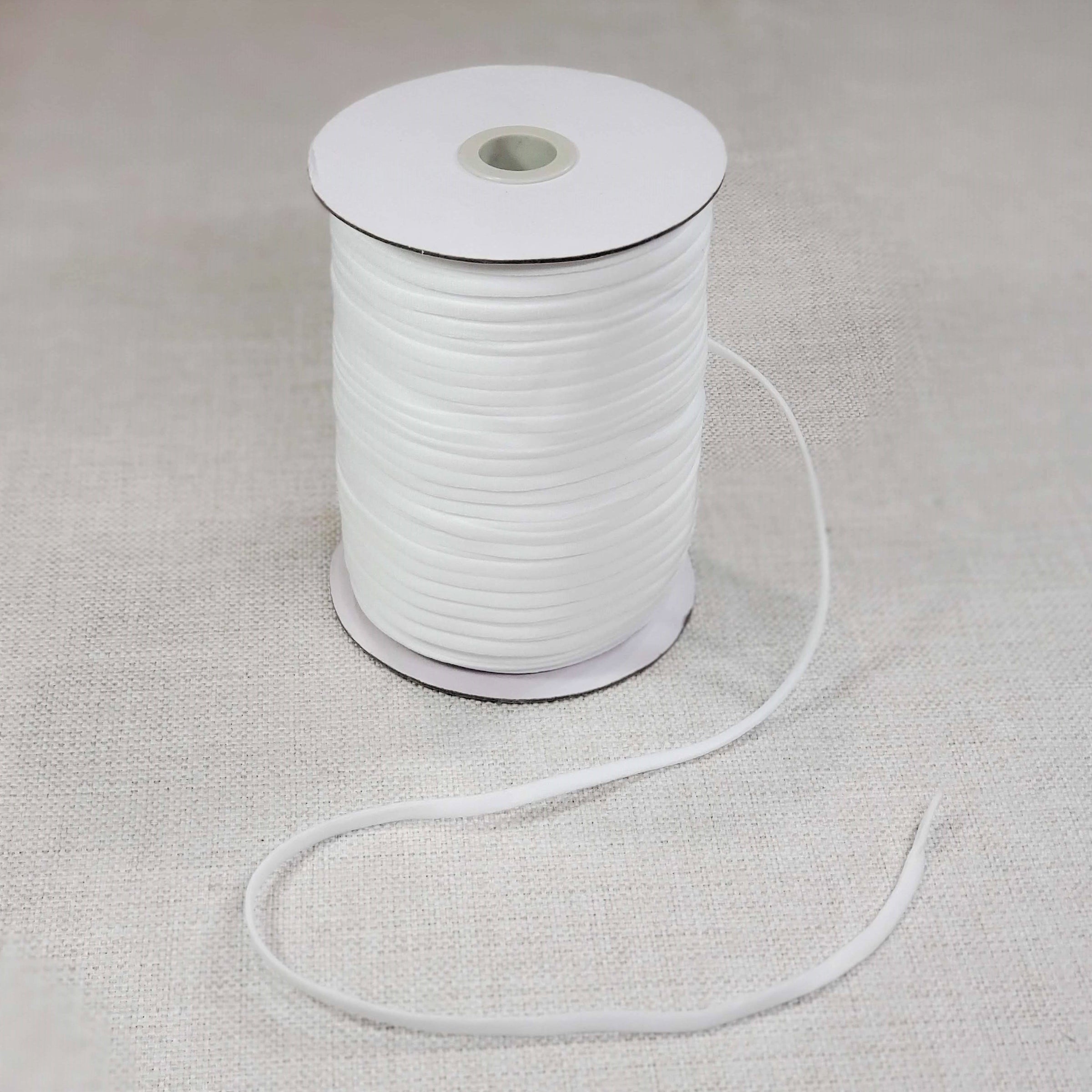 White 1/4 inch Elastic String Cord, Face Mask Supplies
