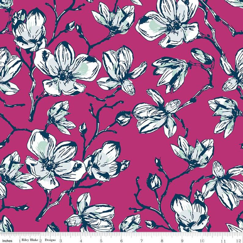 Garden Party - Magnolias Fuscha | Riley Blake Designs
