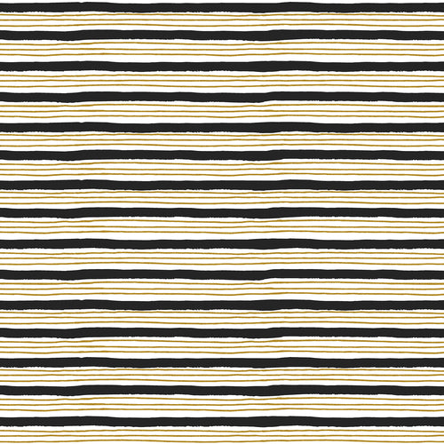 Wallflower Painterly Stripes - Black Metallic Fabric | Nightfall | Cotton + Steel Fabrics