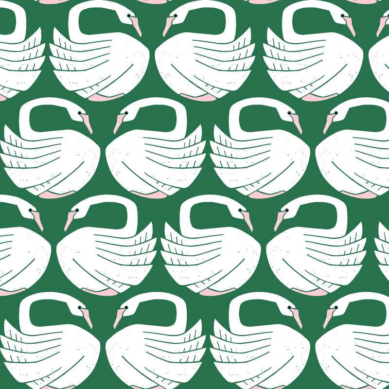 Loving Swans - Pond Canvas Fabric | On A Spring Day | Cotton + Steel Fabrics